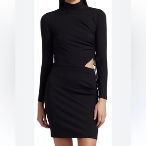 Susana Monaco Black Mock Neck Long Sleeve Bodycon Dress